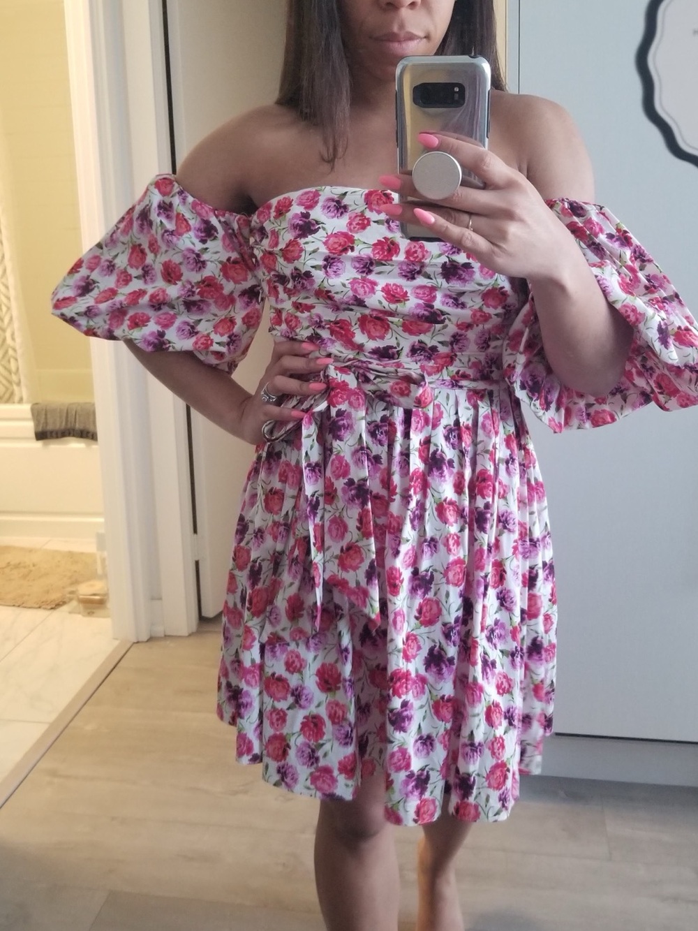 Zara Pink & Purple Floral Mini Dress - Picture 8 of 9